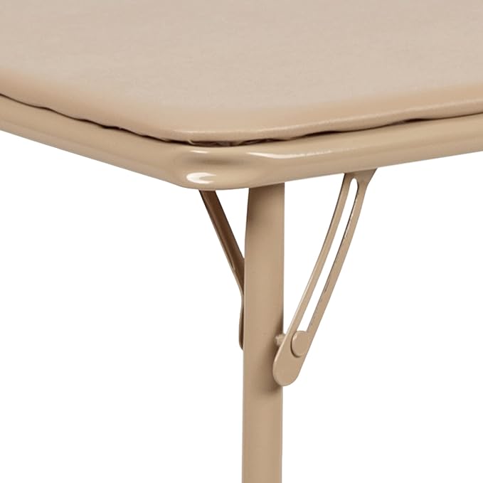 Flash Furniture Mindy Kids 3-Piece Folding Square Table and Chairs Set for Daycare and Classrooms, Children's Activity Table and Chairs Set, Tan