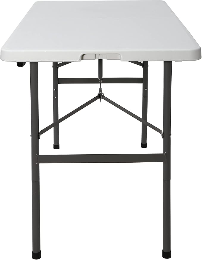 ZENY 4ft Portable Folding Table Plastic Indoor Outdoor Picnic Party Camp Dining Table with Handle, White