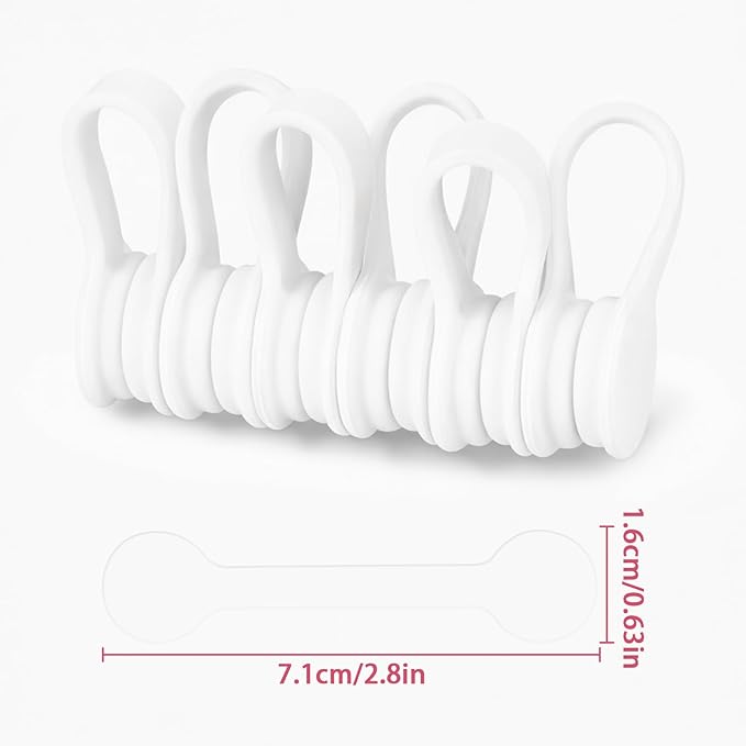 Viaky 6PCS Silicone Cable Straps Reusable Twist Noticeboard Fridge Magnets Ties Earbuds Cord Winder Wrap Bookmark Clips Wire Organizer In Office, Home, School, Kitchen (White)