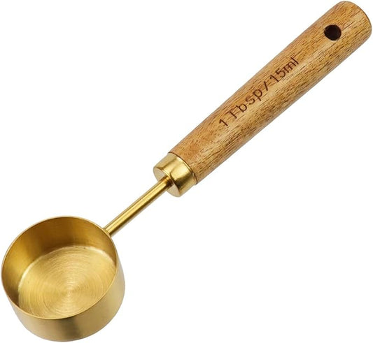1/16 Cup Measuring Cup with Wooden Handle, 15ml Stainless Steel Measuring Scoop 1/16 Cup Measuring Cups for Baking Cooking Wet and Dry Ingredients (15ml)