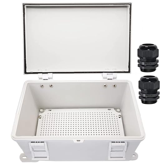 Zulkit Junction Box ABS Plastic Waterproof IP65 Electrical Boxes Hinged Shell Outdoor Universal Project Enclosure with Mounting Plate and Wall Brackets Grey 11.8 x 7.9 x 7.1 Inch