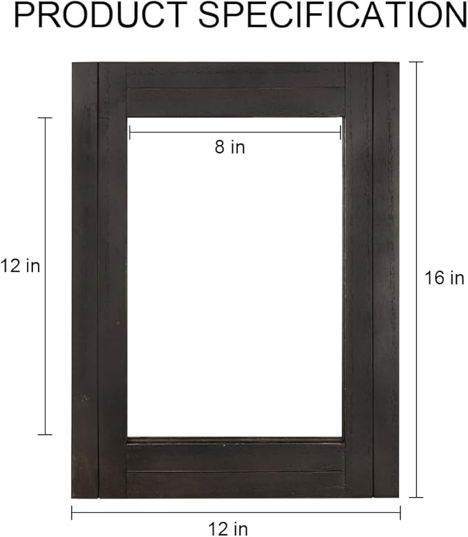 Rectangle Wall Mirror for Bathroom, Distressed White Wood Decor with Hanging Rope for Rustic Home Decor, Vanity, Living Room 12"×16"（Black）