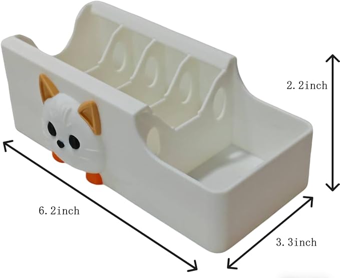 Cable Management Box, Cat Pattern Cord Organizer for Desk, Small Storage Box for Cables, Chargers, Adapters, Power Strip, Nightstand Organizer (White, 6.2 x 3.3 x 2.2 Inch)