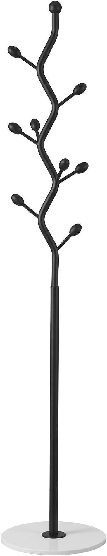Freestanding Tree Branch Coat Rack with Marble Base, Gold Decorative Standing Coat Rack with 8 Hooks, Sturdy Heavy Duty Metal Coat Hanger Stand for Entryway Bedroom Living Room (Black + White)