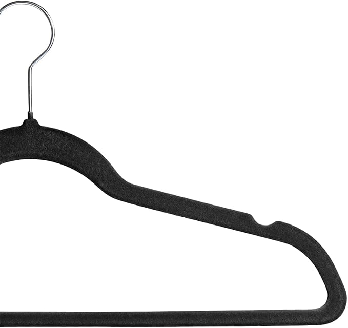 Premium Velvet Hangers 30 Pack, Non-Slip Suit Clothes Hangers, 360 Degree Swivel Hooks and Slim Profile to Maximize Closet Space Black/Silver