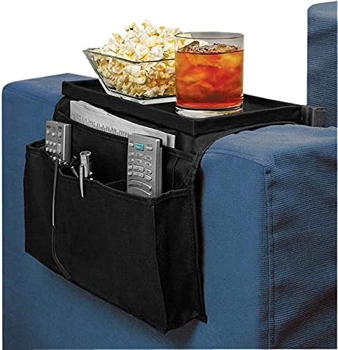 Non-Slip Armchair Caddy with Cup Holder Arm Rest Organizer TV Remote Control Holder Oxford Sofa Tray Chairs Couch Storage Arm Tidy Armrest Bag Bedside Space Saver Bag for Cellphone Magazines Glasses