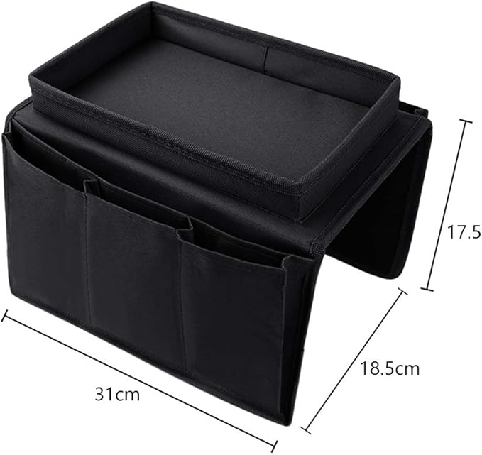 Non-Slip Armchair Caddy with Cup Holder Arm Rest Organizer TV Remote Control Holder Oxford Sofa Tray Chairs Couch Storage Arm Tidy Armrest Bag Bedside Space Saver Bag for Cellphone Magazines Glasses