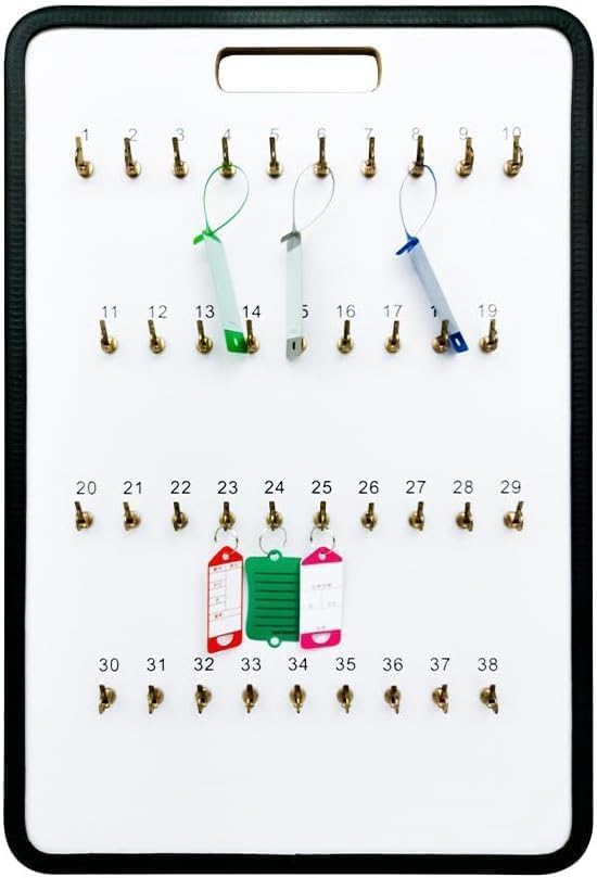 MICRO TEC Masonite Key Holder Wall Mount with 55 Spring Lock Hooks, 18-1/2" x 29-5/8" Commercial Key Organizer Board for Garage, Office, Dealership, Fleet & Automotive Key Storage - Pack of 1
