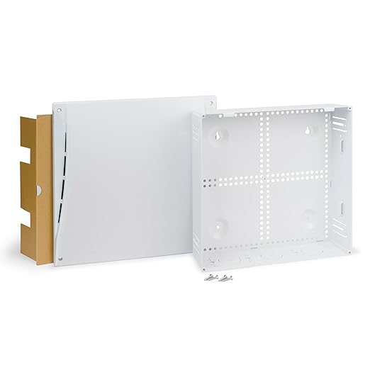 ICC 14” Plastic Structured Wiring Enclosure, Media Enclosure with Cable Wall Cover, Cable Management Box for Distribution of Networking Services, UL Listed TAA Compliant, ICRESDP14E