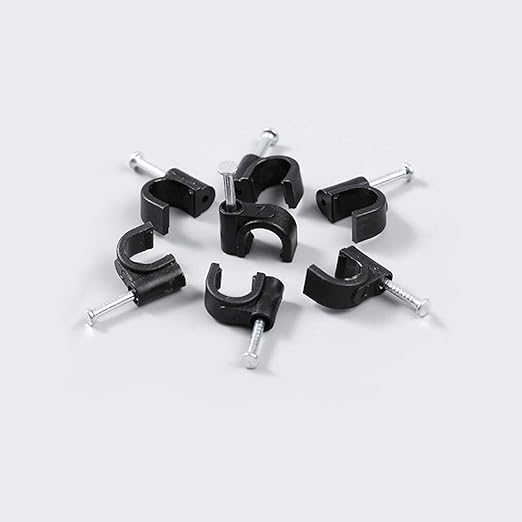 TENINYU 200 Pack Nail In Cable Clips Cable Management Ethernet Cable Nails Tacks Clips 7mm for RG6 Cat6 Cable - Black