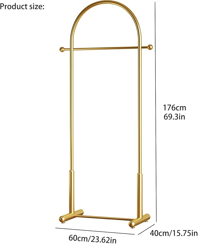 Modern Gold Arch Clothing Rack – Freestanding Garment Rack for Hanging Clothes,Heavy Duty Coat Rack,Metal Small Clothes Rack for Bedroom,Closet or Boutique Display