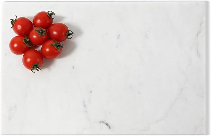 Natural Marble Cutting Boards for Kitchen - 12" x 8" White Marble Cheese & Charcuterie Serving Board - Stone Cutting Board & Pastry Slab - Premium Stone Kitchen Tray Gift for Counter