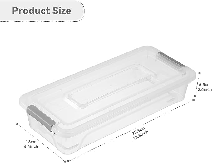 novelinks Clear Plastic Storage Bins with lids, Stackable Storage Containers, Durable Craft Storage Boxes, Organization Containers for Home Office (4 Quart 8 Pack)