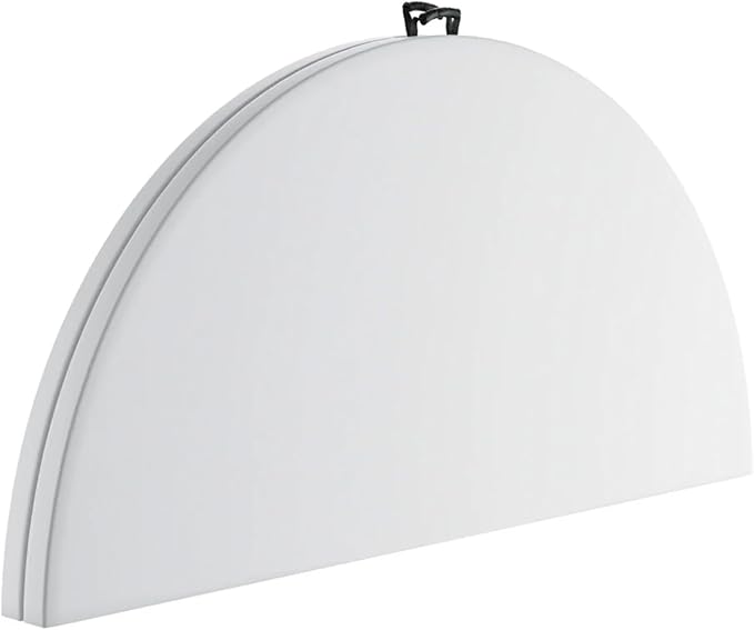 PRO&Family Commercial Round Folding Table, White Top, Powder-Coated Steel Frame, High-Impact Polyethylene Construction, Perfect for Wedding, Party, Shool, Church. (9, 72" Bi-Fold)