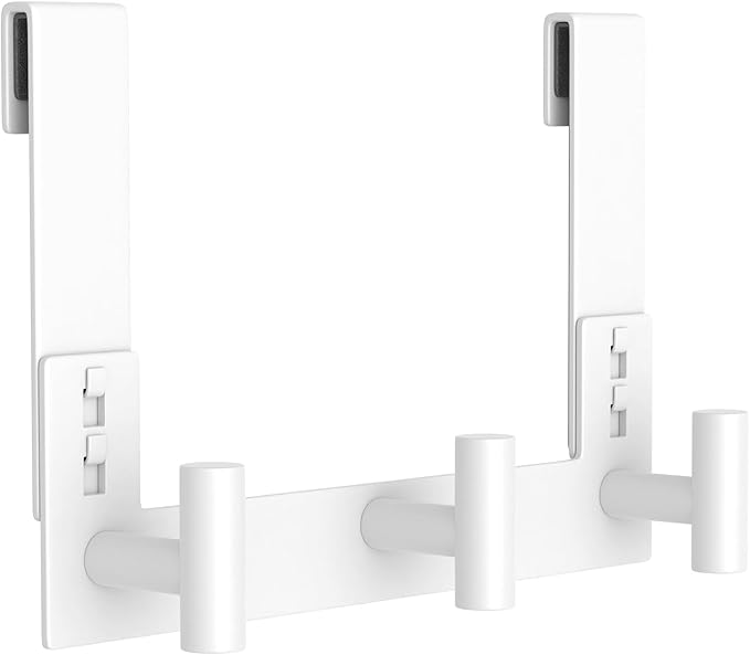 PMMASTO No-Drill Extra Long Shower Hooks, Fits 3/8" Thick Door, Heavy Duty Stainless Steel Towel Hooks for Frameless Glass Shower Door, Holds Bathrobe Towel (White, 3 T-Hooks)