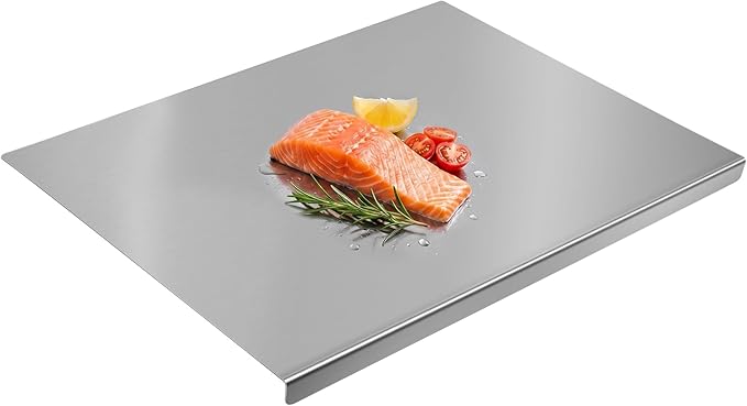 Stainless Steel Cutting Board with Lip, Metal Chopping Board for Kitchen Countertop, Single Stainless Steel Cutting Board For Food Prep (20 x 16 in / 50 × 40 cm)