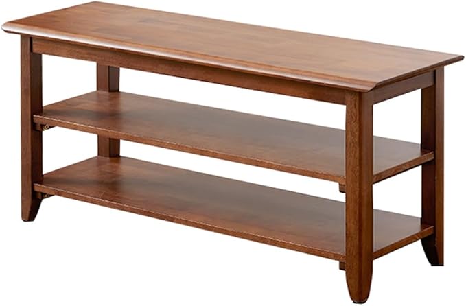 XKZG Shoe Storage Bench Wooden Shoe Rack Bench Rustic Solid Wood Entryway Bench (Brown,39.4")