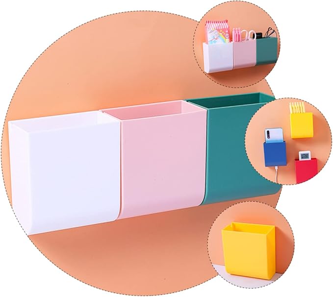 3pcs Bin Lids Included Wall-mounted Organizer Box Wall Bedside Shelf Cubbies Storage Bins Storage Box