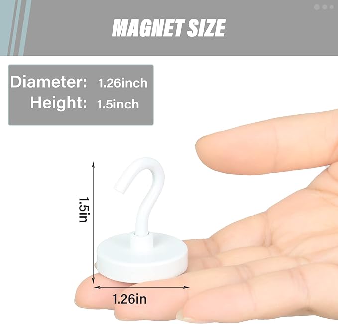 Neosmuk Magnetic Hooks, Heavy Duty 130lb+ Strong Magnet Hook for Cruise Cabins, Cruise Essentials 2026 for Hanging, Metal Wall Refrigerator Hangers (White, 10 Pack)