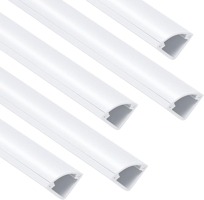 ZhiYo 85in Corner Cable Concealer, Corner Cord Hider for One Cord, Wire Covers for Cords, Paintable Cord Cover, Cable Management Channel, Raceway for Wall, Floor Baseboard, Ceiling White