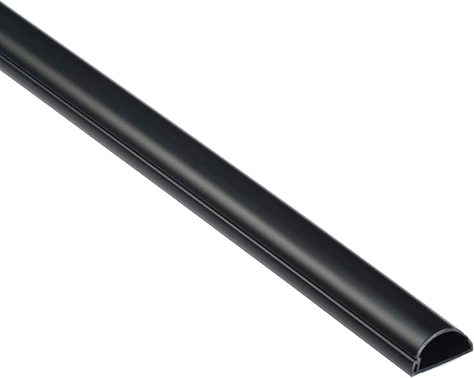 D-Line 15.7in TV Cord Hider, Patented Half Round Cable Cover, Hide Wall Mount TV Wires, Hinged One-Piece Cable Concealer, Adhesive, Decorative Raceway - 0.78in W x 0.39in H x 15.7in L - Black
