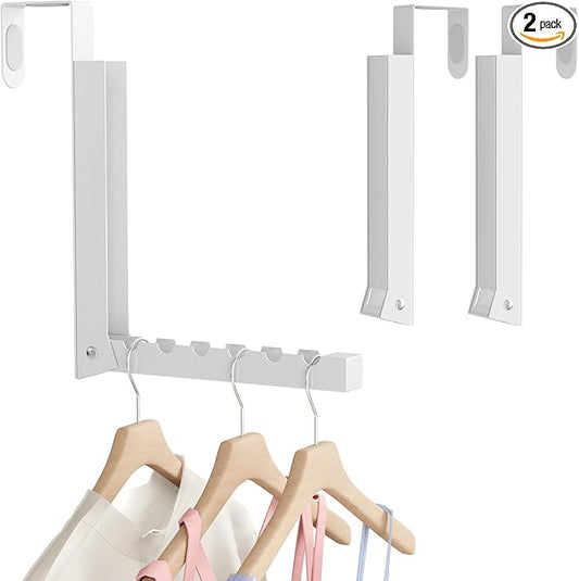 2 Pack Over The Door Hanger, Folding Over The Door Drying Rack, Over The Door Hooks, Door Hanger for Clothing, Over The Door Clothes Hanger,Portable Compact Clothes Drying Rack,White