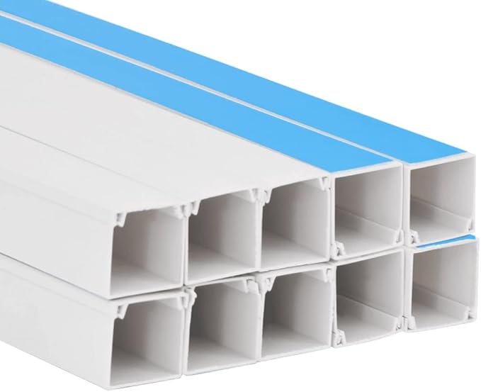 Cable Trunking Raceway 32.8ft Kit, 1.2 x 0.8 Inch PVC Cord Cover for Wall, Self-Adhesive Wire Hider Management System for Home Office, White