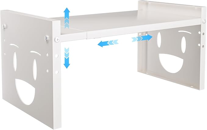 Fun-Face Expandable Cabinet Shelf Organizer,Adjustable Height & Width, Stackable Metal Storage Rack,Kitchen Spice Rack, Pantry Shelf, Countertops (1, White)
