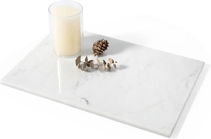 Natural Marble Cutting Boards for Kitchen - 12" x 8" White Marble Cheese & Charcuterie Serving Board - Stone Cutting Board & Pastry Slab - Premium Stone Kitchen Tray Gift for Counter