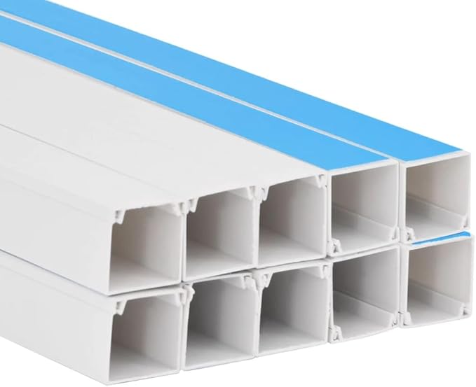 Cable Trunking Raceway Kit, 32.8ft Cord Hider for Wall, 0.8 x 0.4 Inch PVC Wire Covers, Self-Adhesive Cable Management Channel for Home and Office, White