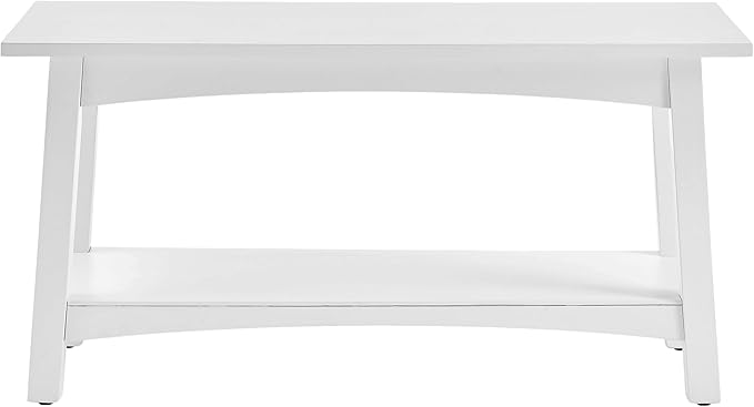 Craftsbury 36-Inch Solid Wood Entryway Bench with Storage Shelf – Easy Assembly Small Seating Bench for Hallway, Living Room, or Foyer by Alaterre Furniture (White)
