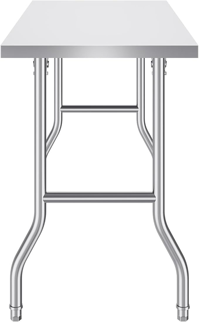 VEVOR Stainless Steel Foldable Work Table, 24 * 48 Inch Heavy Duty Food Outdoor Stainless Steel Worktable for Commercial Kitchen Restaurant
