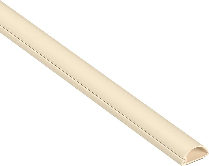 D-Line 15.7in TV Cord Hider, Patented Half Round Cable Cover, Hide Wall Mount TV Wires, Hinged One-Piece Cable Concealer, Adhesive, Decorative Raceway - 0.78in W x 0.39in H x 15.7in L - Beige