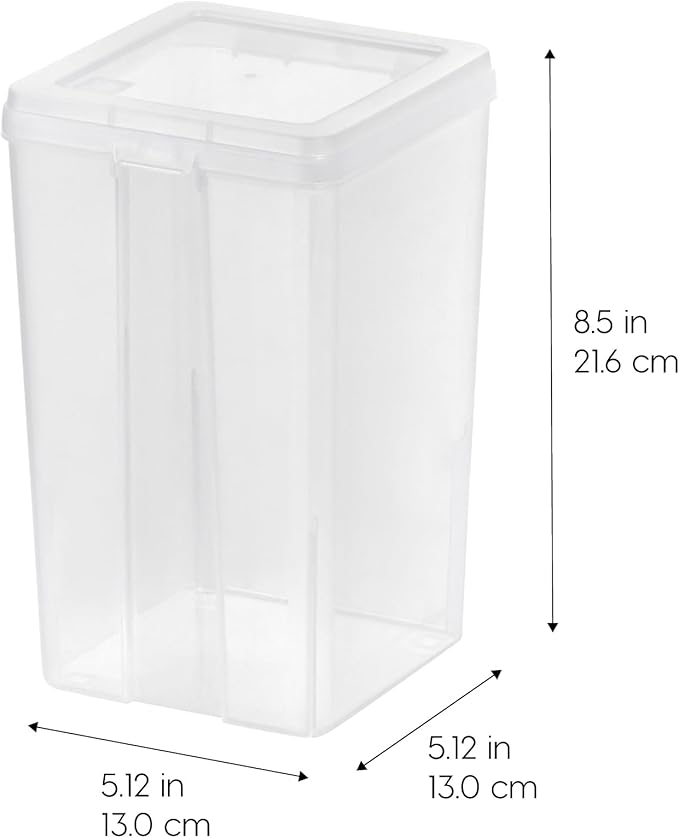 IRIS USA Vertical Plastic Flip Top Storage Containers Bins with Lids for Pantry, Home, Office, Organization, Medium, Stackable Hinged Organizer with Latches, Clear, 6 Pack