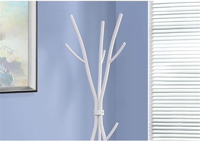 Monarch Specialties I 2063 Coat Rack, Hall Tree, Free Standing, 11 Hooks, Entryway, 74"H, Bedroom, Metal, White, Contemporary, Modern