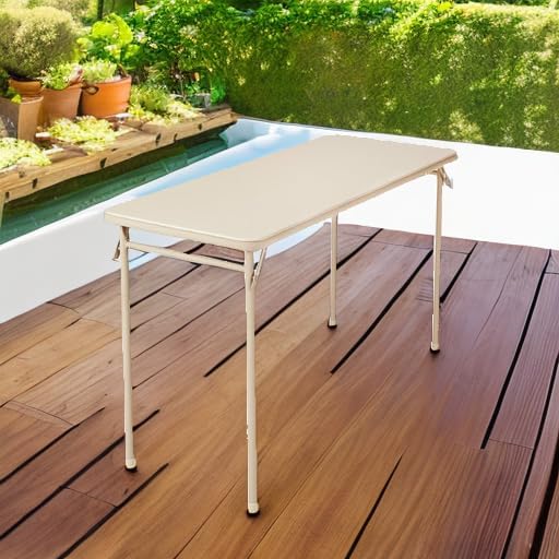 CoscoProducts Cosco Folding Serving Table, 20" x 48", Antique Linen