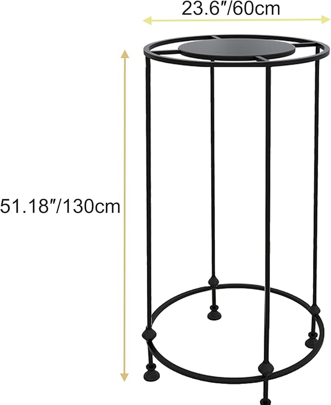 Freestanding Round Garment Display Retail Rack, Floor-Standing Double Space Multi-Purpose Metal Shelf for Clothes Storage, Commercial Clothing Organizer in Retail Boutiques (Black, 23.6"x 51.2")