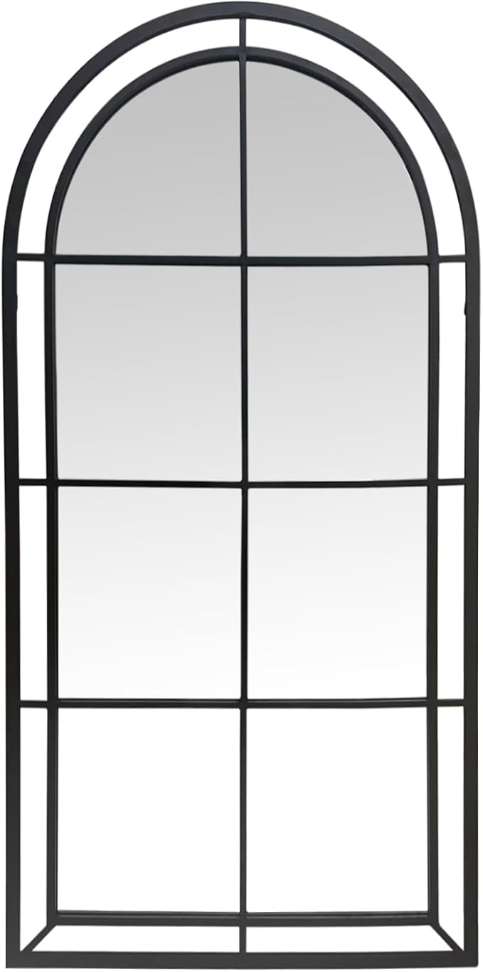 WAMIRRO 28"X53" Arched Mirror,Wall Decorative Black Window Pane Mirrors Decor for Wall Mouted/Fireplace/Entryway/Hallway/Living Room/Bathroom