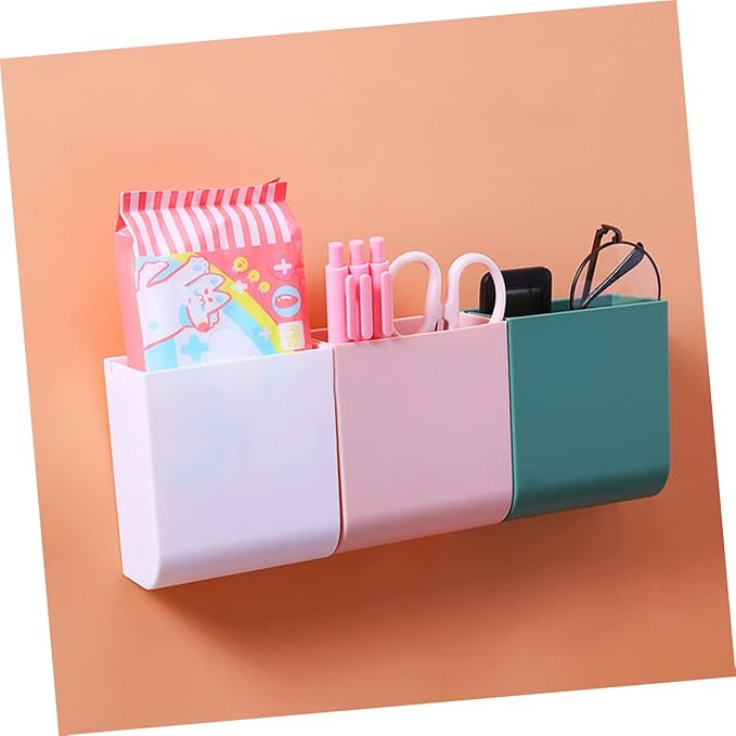 3pcs Bin Lids Included Wall-mounted Organizer Box Wall Bedside Shelf Cubbies Storage Bins Storage Box