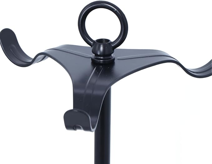 2-Tier Mug Tree Holder for Countertop - Matte Black Metal Coffee Cup Stand with Wood Base - Industrial 6-Hook Mug Rack Organizer for Kitchen Coffee Bar, Modern Farmhouse Decor