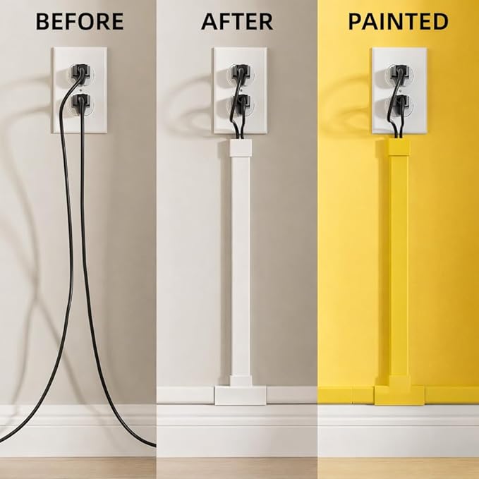 157" Cord Hider Kit | 10 Pcs 15.7in Paintable Cable Raceway with Connectors | T & L Corners | Inside & Outside Elbows | Screws and Anchors | Wall Cable Concealer for TV