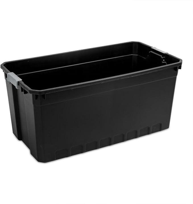 Sterilite 3-Pack Storage Bins with Lids, Large Heavy Duty Totes, 50 Gallon, Black