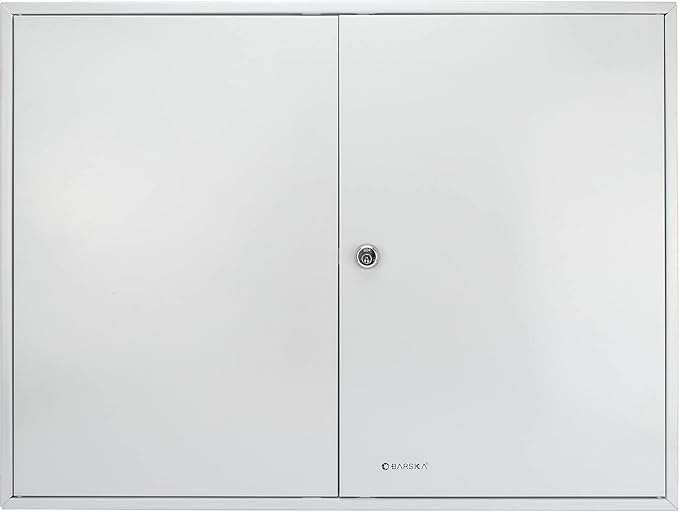 Barska 600 Position Key Cabinet – Wall Mount Key Safe with Numbered Hooks, Index Log Sheet, Colored Tags, Adjustable Dividers, Steel Construction for Office, Commercial Use- Key Box - key organizer