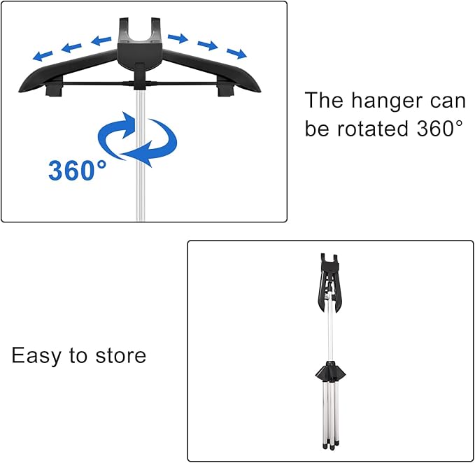 Clothes Steamer Rack Stand with Ironing Glove - Portable Steamer Hanger for Wrinkle Removal, Garment Steamer Rack with Handheld Ironing Pad Board for Quick Clothing & Fabric Steaming