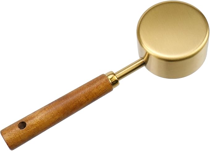 1/4 Cup Measuring Cup with Wooden Handle, 60ml Stainless Steel Measuring Scoop 1/4 Cup Measuring Cups for Baking Cooking Wet and Dry Ingredients (60ml)