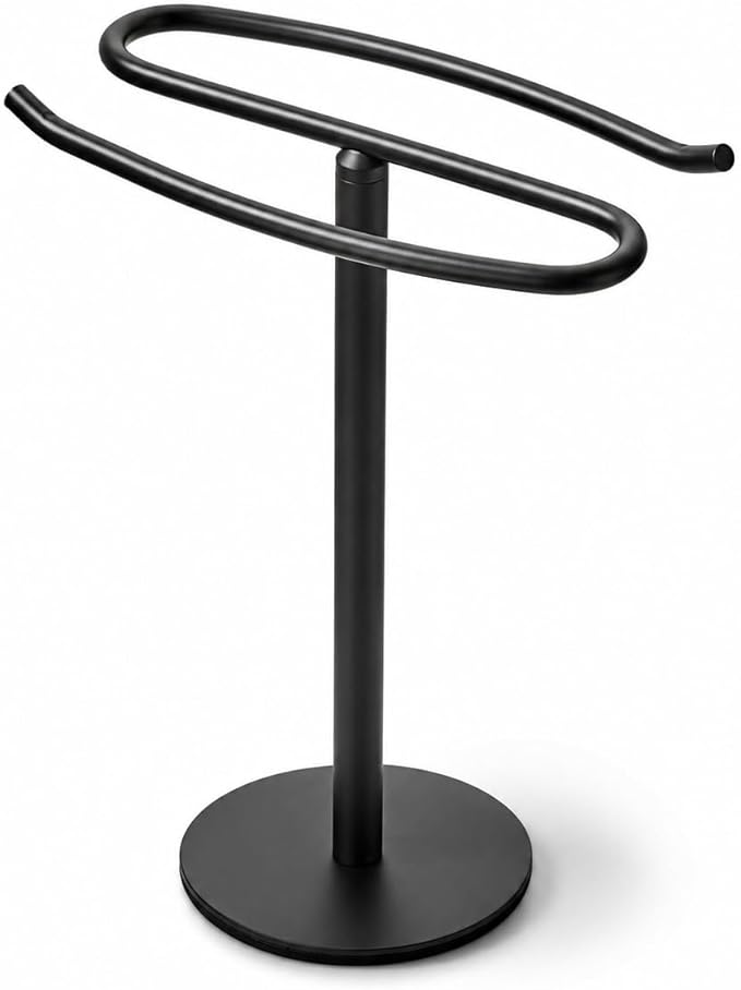 Matte Black Hand Towel Holder Stand,13 Inch Free-Standing Towel Rack, SUS304 Stainless Steel Towel Bar Rack Stand, Tower Bar for Bathroom Kitchen Vanity Countertop…