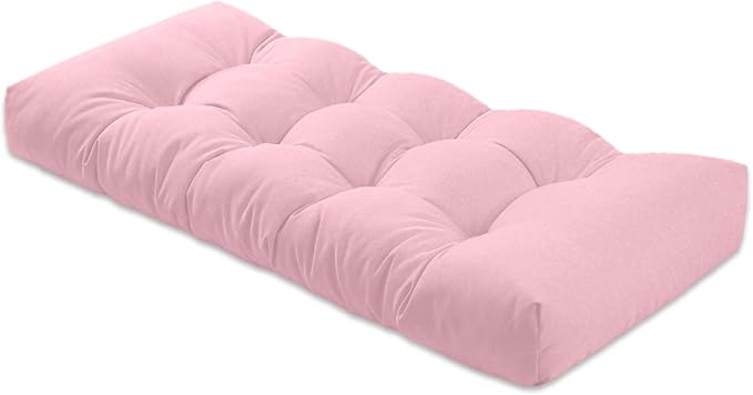 Bench Cushion 51 inches,Indoor/Outdoor Non-Slip Tufted Cushions, Premium Waterproof Linen, Soft Piano Sofa Cushions, High-Density Memory Foam(Light Pink-51x16x4in)