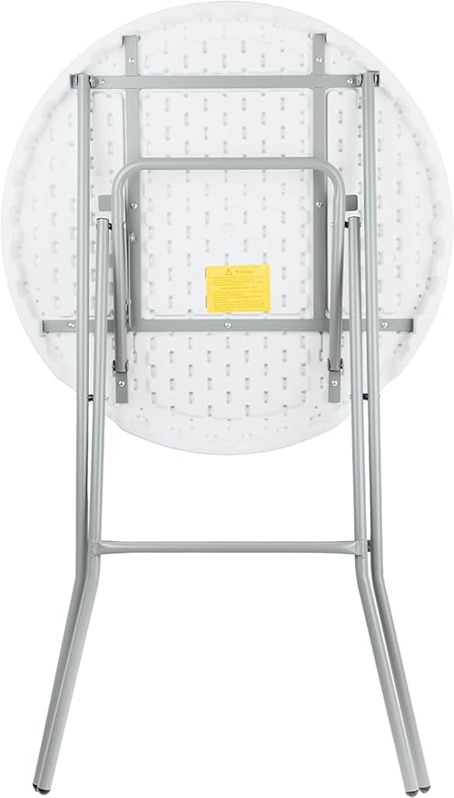 PRO&Family Commercial Round Folding Table, White Top, Powder-Coated Steel Frame, High-Impact Polyethylene Construction, Perfect for Wedding, Party, Shool, Church. (6, 32")