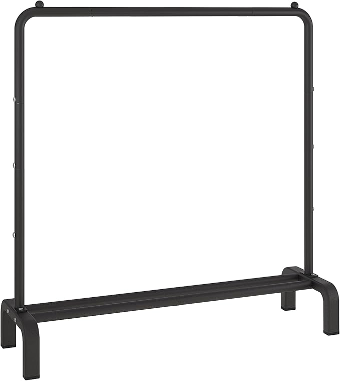 JIUYOTREE Metal Clothing Rack, 43.3 Inches Garment Rack with Bottom Shelf for Hanging Clothes, Coats, Skirts, Shirts, Sweaters, Black