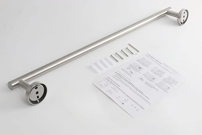 TocTen Bath Towel Bar - 2 Pack Thicken SUS304 Stainless Steel Towel Rack for Bathroom, Bathroom Hardware Accessories Towel Rod Heavy Duty Wall Mounted Towel Holder (24 Inch, Brushed Nickel)